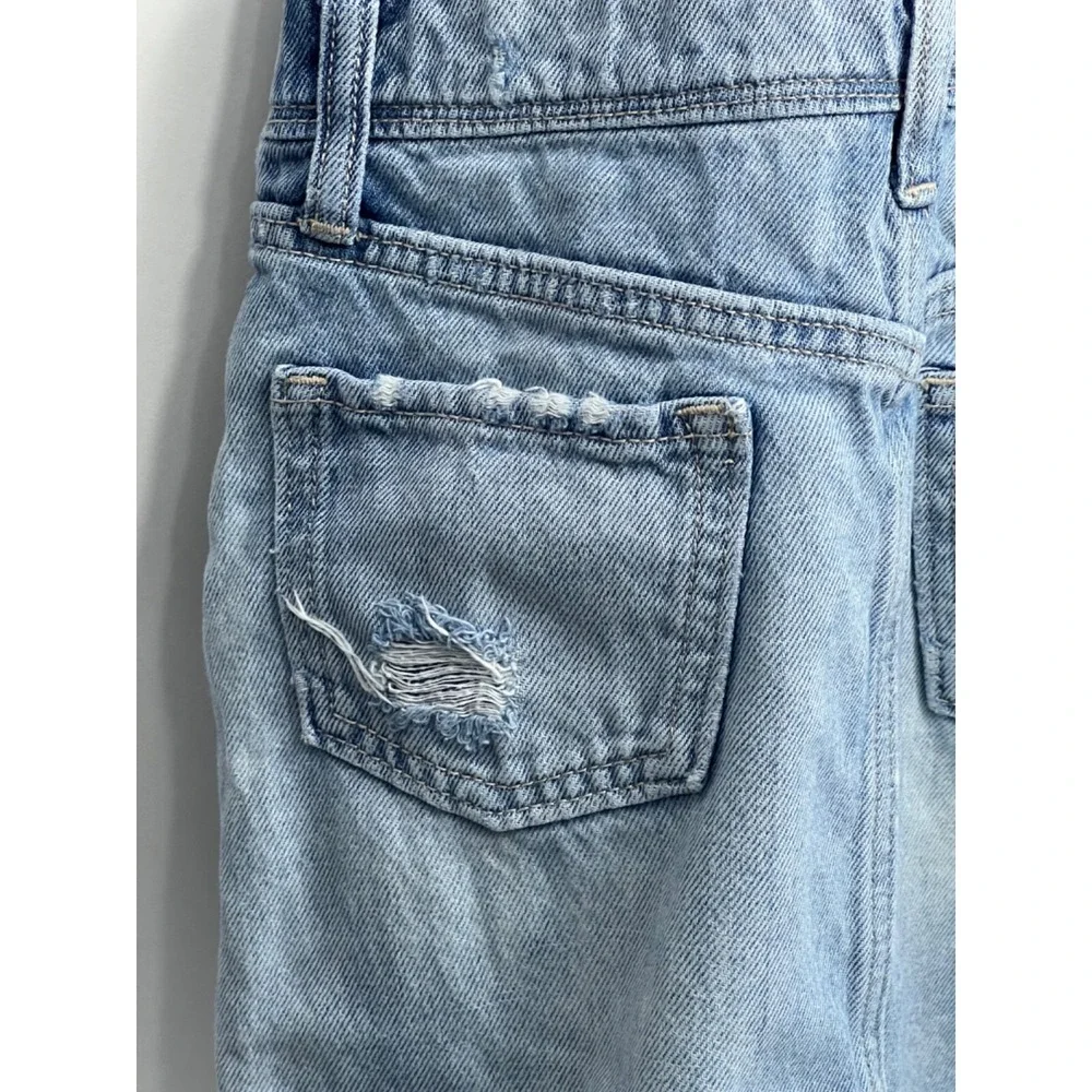 Old Navy Bib Overall Jumper Skirt‎ Dress Girls' Size 8 Blue Denim Raw Hem
